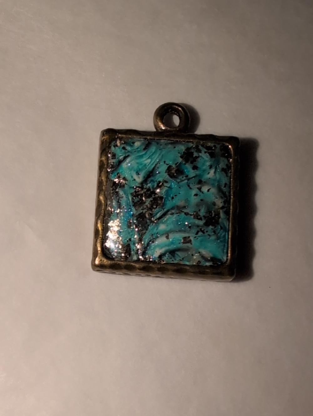 ✨5/$15✨ Sparkly Swirl Square Art Pendant Necklace Charm Gold